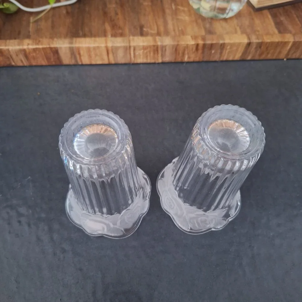 Studio Nova‎ Japan Etched Crystal Pair Floral Vase Set Of 2 Matching Vintage